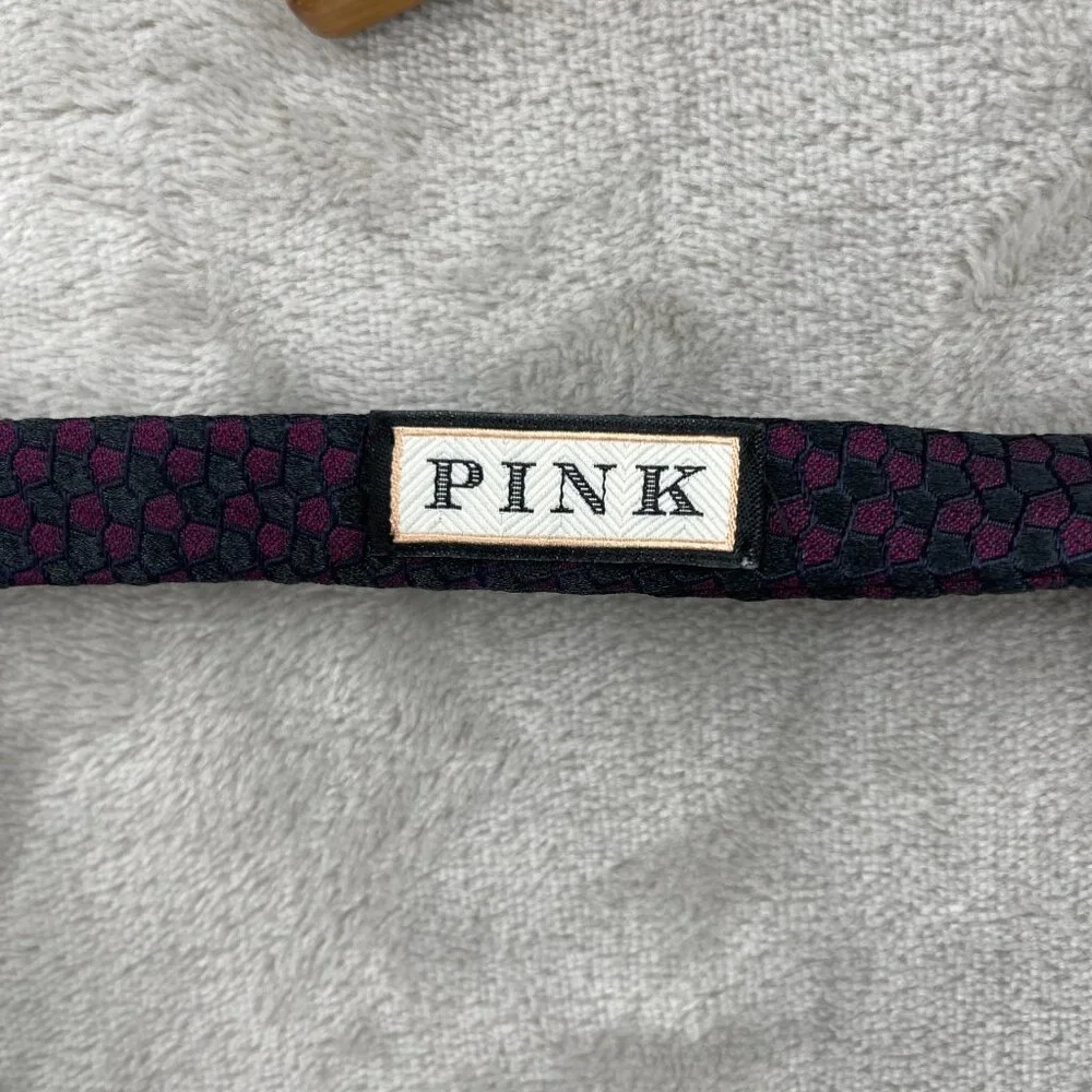 Thomas Pink 100% Silk Bow Tie Adjustable Size Purple Black Geometric Formal